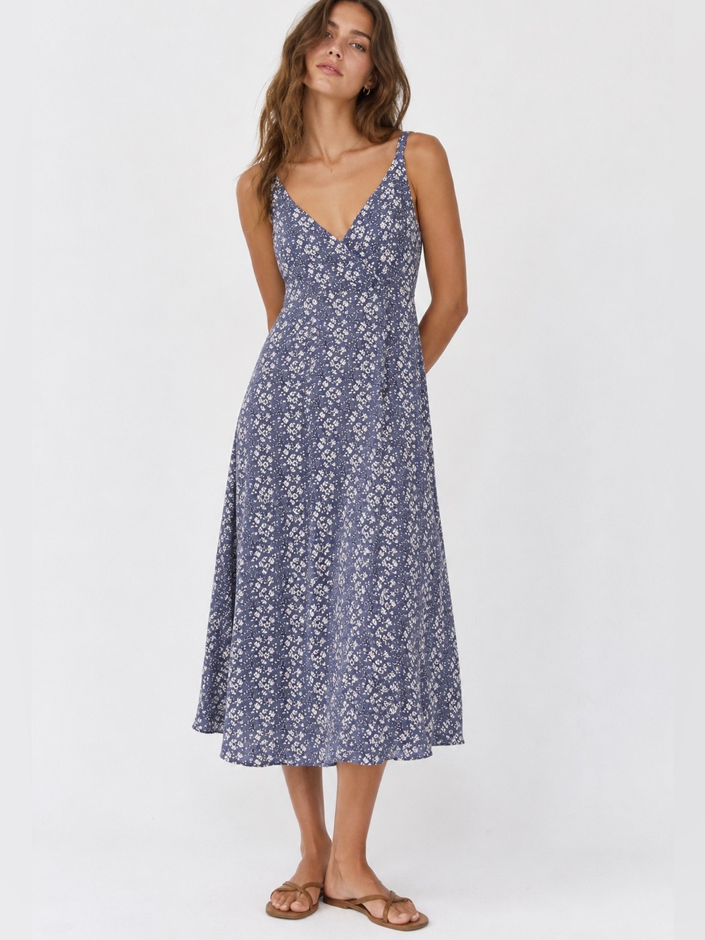 Heartloom Floral Faux-Wrap Midi Dress XL Cottagecore Coastal Vacation Summer